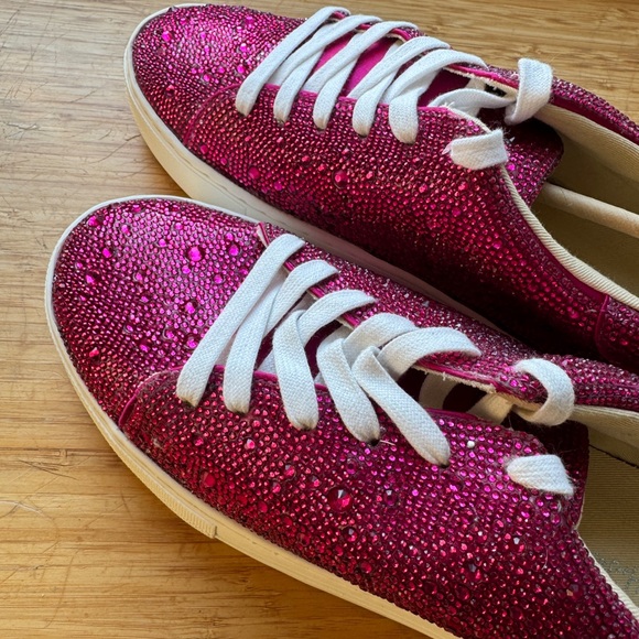 NEW! Betsey Johnson Sidny Rhinestone Embellished Platform Lace Up Sneakers 11 12 - Picture 9 of 11
